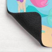 Niedliche Meerjungfrau Strandmädchen Rosa Haar Cus Mousepad (Ecke)