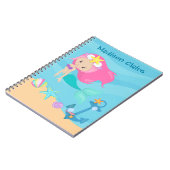 Niedliche Meerjungfrau Strandmädchen Rosa Haar Cus Notizblock (Linke Seite)