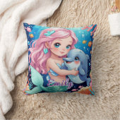 Niedliche Meerjungfrau und Dolphin Square Kissen - (Decke)