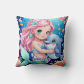 Niedliche Meerjungfrau und Dolphin Square Kissen - (Rückseite)