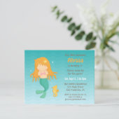Niedliche Meerjungfrau und Seepferdchen Geburtstag Einladung (Stehend Vorderseite)