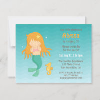 Niedliche Meerjungfrau und Seepferdchen Geburtstag