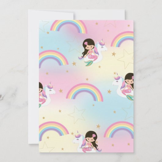 Niedliche Meerjungfrau und Unicorn Floatie Pool Ge Einladung (Rückseite)