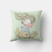Niedliche Meerjungfrau und Wasserfarbenmädchen Kissen (Rückseite)