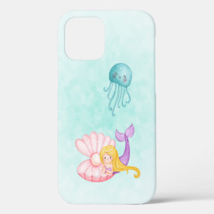 Niedliche Meerjungfrau unter dem Meer Wasserfarbe iPhone 12 Hülle