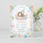 Niedliche Meerjungfrau unter dem Sea Pool Party Ge Einladung (Stehend Vorderseite)