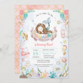 Niedliche Meerjungfrau unter dem Sea Pool Party Ge Einladung (Vorne/Hinten)