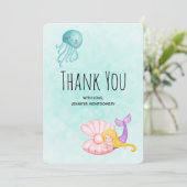 Niedliche Meerjungfrau unter Wasser Dankeskarte (Stehend Vorderseite)