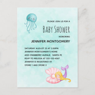 Niedliche Meerjungfrau unter Wasser Einladungspostkarte