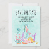 Niedliche Meerjungfrau unter Wasser Save The Date (Vorderseite)