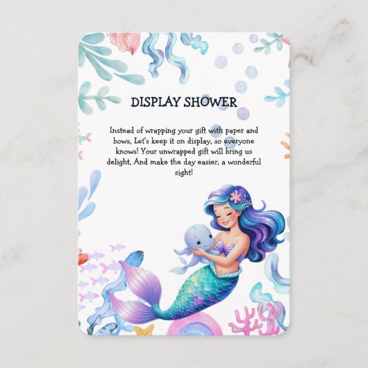 Niedliche Meerjungfrau Unterwasserfarbe Babydusche Begleitkarte (Vorderseite)