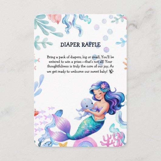 Niedliche Meerjungfrau Unterwasserfarbe Babydusche Begleitkarte (Vorderseite)