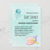 Niedliche Meerjungfrau Unterwasserfarbe Babydusche Einladung (Vorne/Hinten)