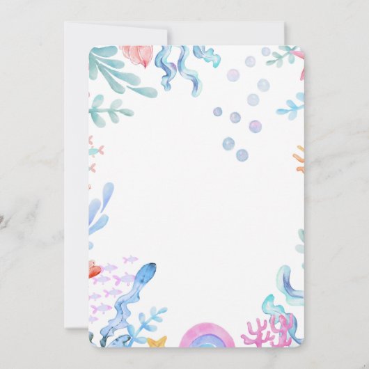 Niedliche Meerjungfrau Unterwasserfarbe Babydusche Einladung (Rückseite)