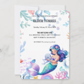 Niedliche Meerjungfrau Unterwasserfarbe Babydusche Einladung (Vorderseite)