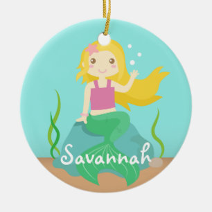 Niedliche Meerjungfrau vom Ozean, für Mädchen Keramik Ornament