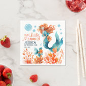 Niedliche Meerjungfrau Wasserfarbe Mädchen Geburts Serviette (Beispiel)