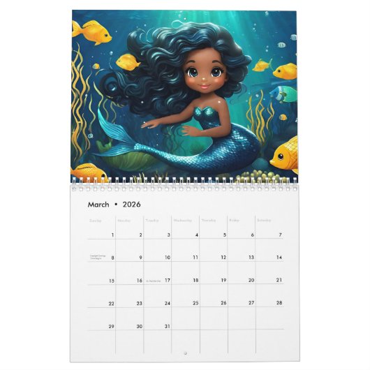 Niedliche Meerjungfrauen - Kinderkalender Kalender (Mär 2026)