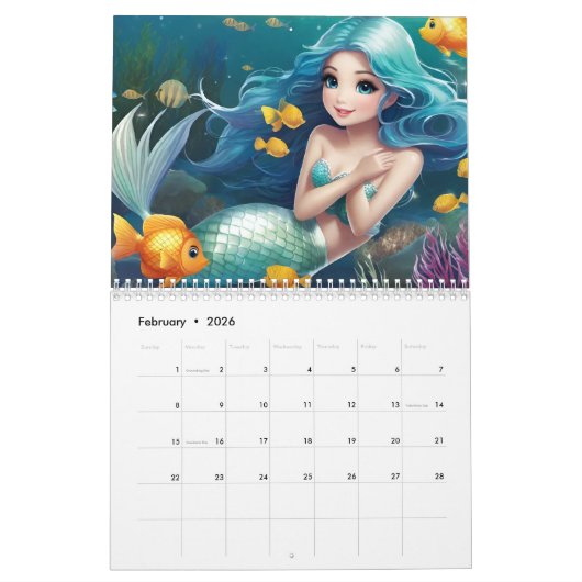 Niedliche Meerjungfrauen - Kinderkalender Kalender (Feb 2026)