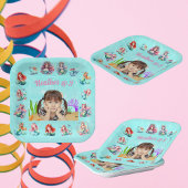 Niedliche Meerjungfrauen unter dem Foto Kindergebu Pappteller