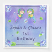 Niedliche Meerjungfrauen unter dem Meer - Zwilling Serviette (Vorderseite)