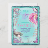 Niedliche Meerjungfrauen unter dem Party Aquamarin Einladung (Vorderseite)