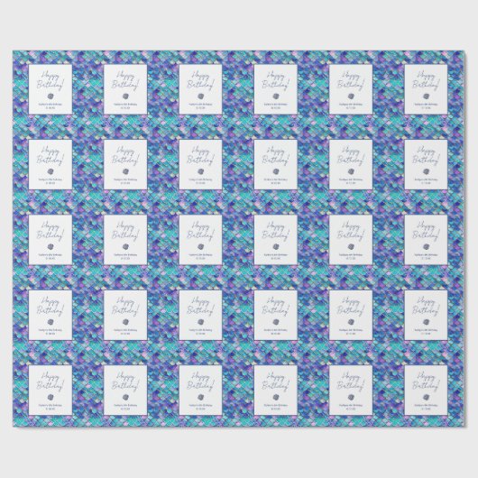 Niedliche Meerjungfrauenskales Muster Kleine Mädch Geschenkpapier (Flach)