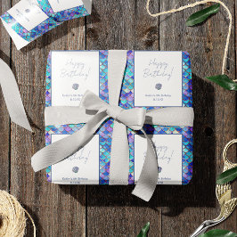 Niedliche Meerjungfrauenskales Muster Kleine Mädch Geschenkpapier