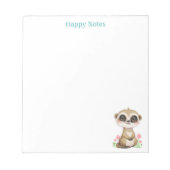 Niedliche Meerkat und Blume Personalisiert Notizblock (Vorderseite)