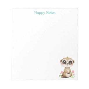 Niedliche Meerkat und Blume Personalisiert Notizblock