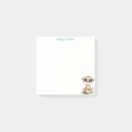 Niedliche Meerkat und Blume Personalisiert Post-it Klebezettel (Vorderseite)