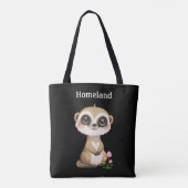 Niedliche Meerkat und Blume Personalisiert Tasche (Rückseite)