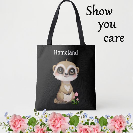 Niedliche Meerkat und Blume Personalisiert Tasche
