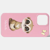 Niedliche Meerkat und Schmetterling auf rosa Case-Mate iPhone Hülle (Rückseite (Horizontal))