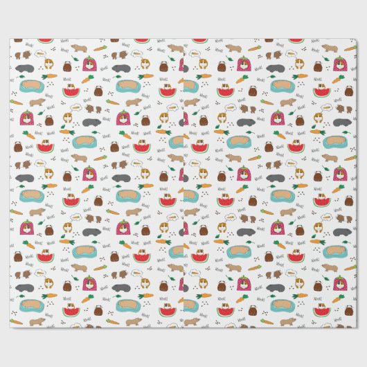 Niedliche Meerschweinchencavy-Haustiere Geschenkpapier (Saum)