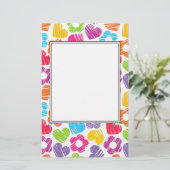 Niedliche mehrfarbige Blume und Herzen, gürtelarti Briefpapier (Stehend Vorderseite)