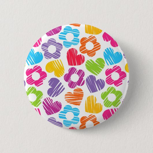 Niedliche mehrfarbige Blume und Herzen, gürtelarti Button (Vorderseite)