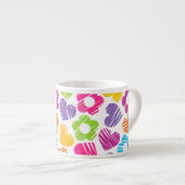 Niedliche mehrfarbige Blume und Herzen, gürtelarti Espressotasse (Vorderseite Rechts)