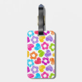 Niedliche mehrfarbige Blume und Herzen, gürtelarti Gepäckanhänger (Rückseite vertikal)