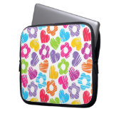 Niedliche mehrfarbige Blume und Herzen, gürtelarti Laptopschutzhülle (Vorderseite Links)