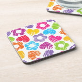 Niedliche mehrfarbige Blume und Herzen, gürtelarti Untersetzer (Linke Seite)