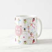 Niedliche mehrfarbige Gymnastik Kids Patternmonogr Kaffeetasse (VorderseiteRechts)