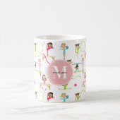 Niedliche mehrfarbige Gymnastik Kids Patternmonogr Kaffeetasse (Mittel)