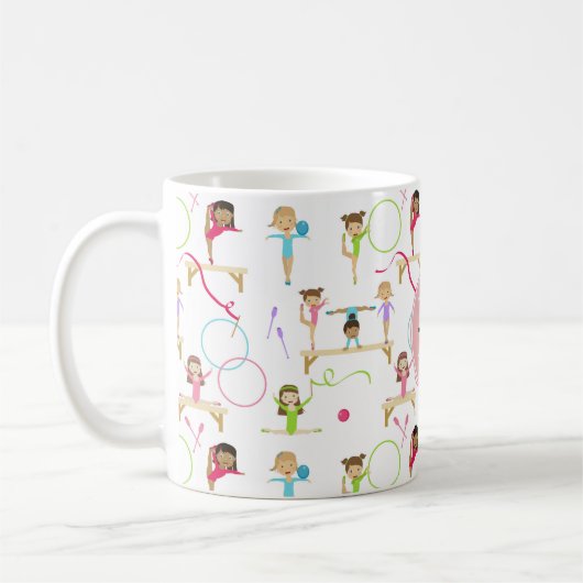 Niedliche mehrfarbige Gymnastik Kids Patternmonogr Kaffeetasse (Links)