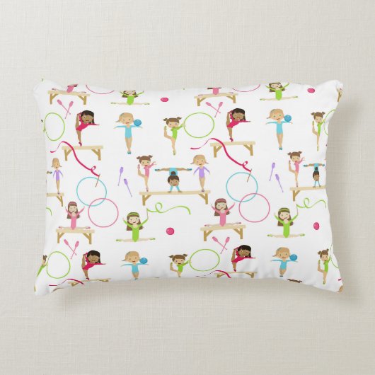 Niedliche mehrfarbige Gymnastik Kindermuster Dekokissen (Vorderseite)