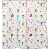 Niedliche mehrfarbige Gymnastik Kindermuster Duschvorhang (Vorderseite)