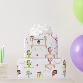 Niedliche mehrfarbige Gymnastik Kindermuster Geschenkpapier