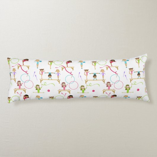 Niedliche mehrfarbige Gymnastik Kindermuster Seitenschläferkissen (Rückseite)