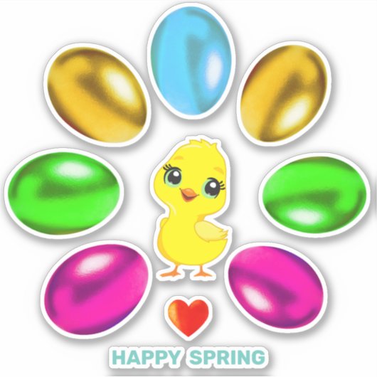 Niedliche mehrfarbige Ostereier Aufkleber (Vorderseite)