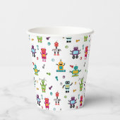 Niedliche mehrfarbige Roboter Kids Robot Geburtsta Pappbecher (Rückseite)